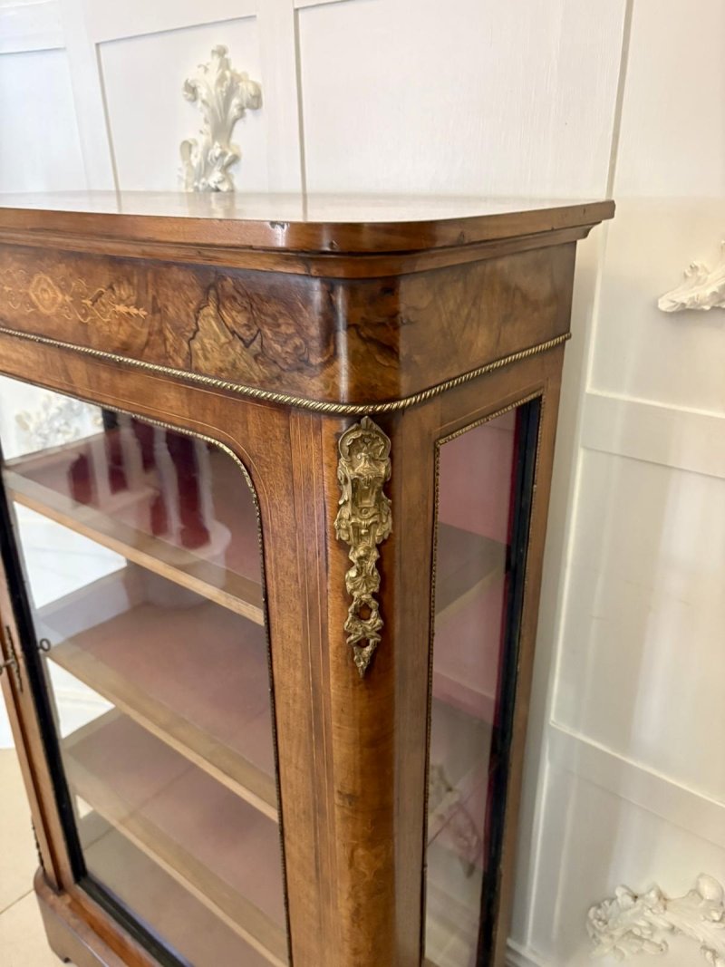 Antique Victorian Quality Inlaid Burr Walnut Pier Cabinet